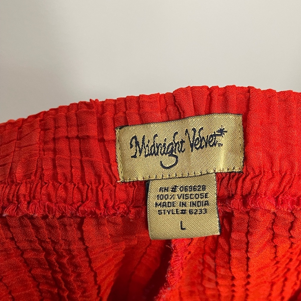Midnight Velvet Strechy African Indian Print Pants Ladies Red-Orange Size L - Picture 10 of 11